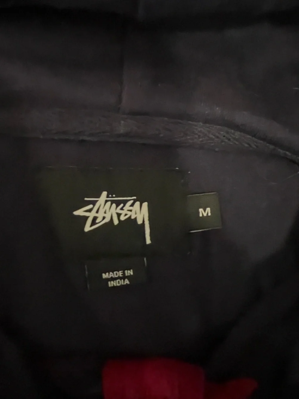 Stussy Red and Black Striped Hoodie Sweatshirt - Picture 2 of 6